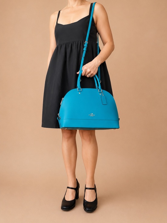 Coach Handbags - Coach Blue Leather Dome Satchel Crossbody Pebbled Leather NWOT -New Without Tags